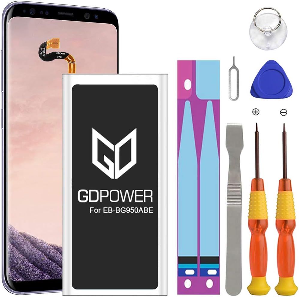 Galaxy S8 Battery, GDPower 3300mAh High Capacity 0 Cycle Battery EB-BG950ABE Replacement for Samsung Galaxy S8 G950 G950V G950A G950T G950P G950F with Complete Tool Kits -3 Year Warranty