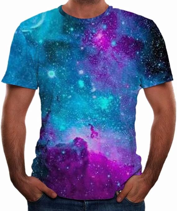Amazon Tシャツ メンズ 半袖 Tシャツ 3dプリント 夏服 カジュアル イラスト 青い銀河星雲 原宿系 個性的tシャツ 男女兼用 Tシャツ カットソー 通販