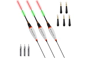 THKFISH QualyQualy LED Fishing Bobbers Fishing Floats and Bobbers Lighted Bobbers for Night Fishing 1/32oz 1/24oz 1/16oz 3Pcs…