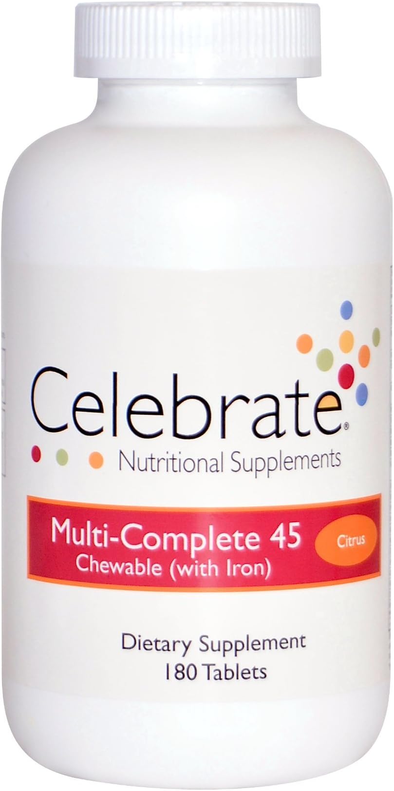 Celebrate Multi-Complete 45 Chewable with Iron - Citrus - 180 Count