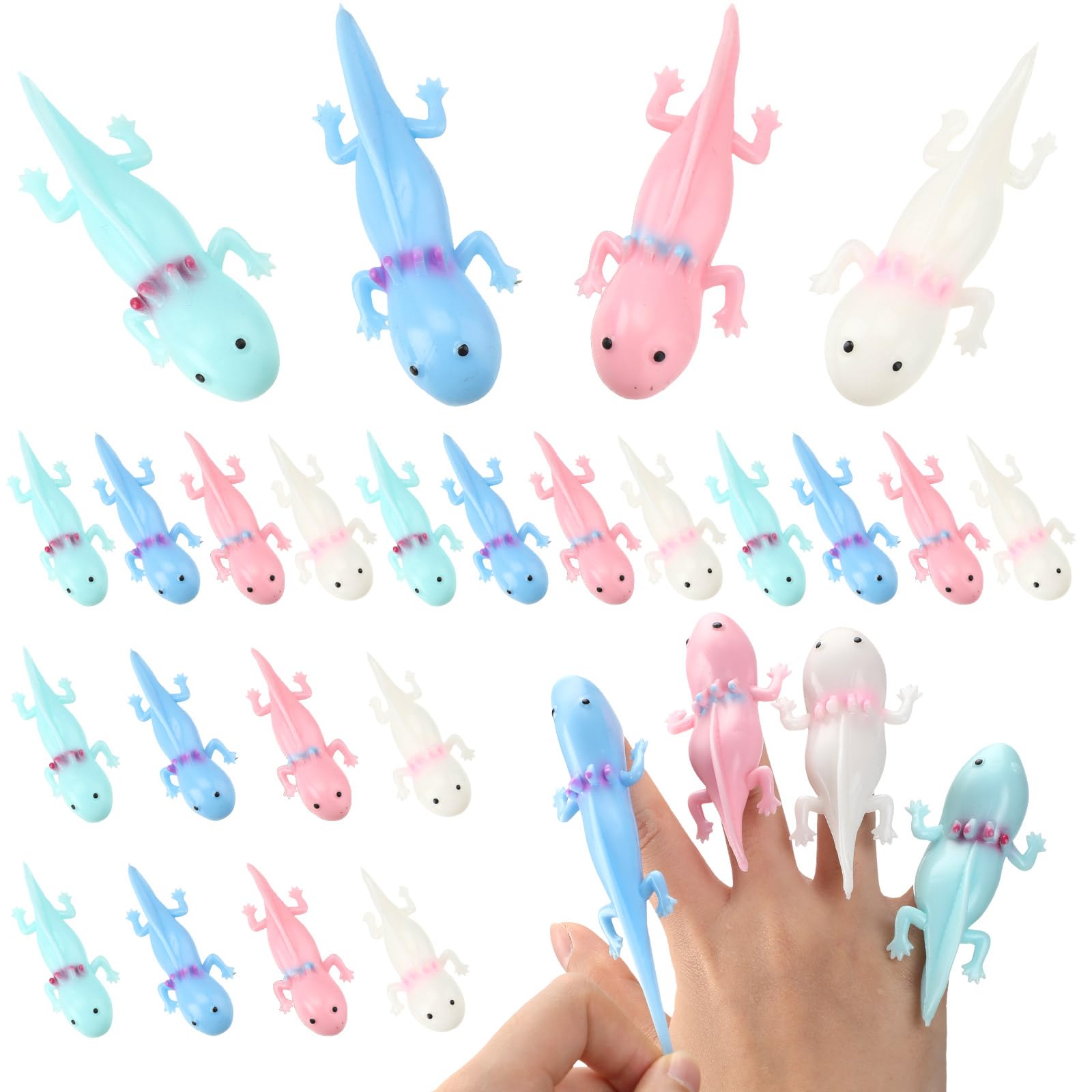 Photo 1 of **MISISNG PCS UNKNOWN**HyDren 28 Pcs Rubber Axolotl Slingshot Sensory Fidget Toy Axolotl Party Favors Party Supplies Stress Relief Toys for School Classroom Exchange Prizes Amphibiously Christmas Gifts Decorations