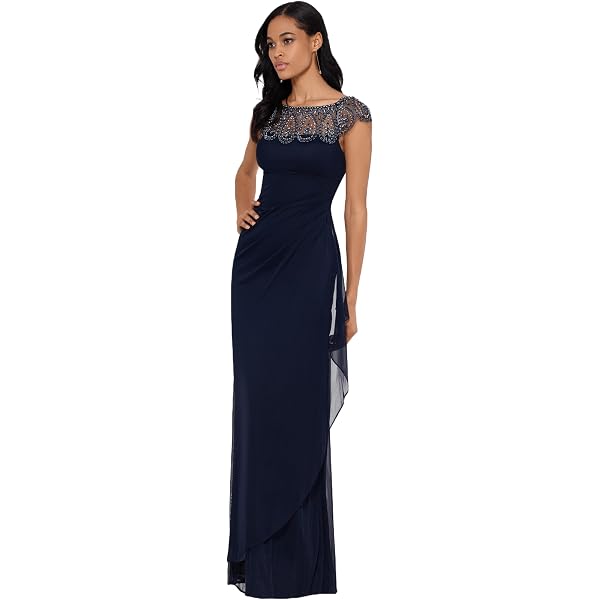 Amazon.com: Ignite Evenings Women's Petite Off The Shoulder Sequined  Embroidered Gown, Navy, 10P : Clothing, Shoes & Jewelry