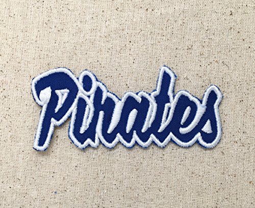 Pirates - Royal Blue/White - Team Mascot - Words/Names - Iron on Applique/Embroidered Patch
