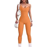 YIOIOIO Women Workout Seamless Jumpsuit Yoga Ribbed Bodycon One Piece Spaghetti Strap Leggings Romper