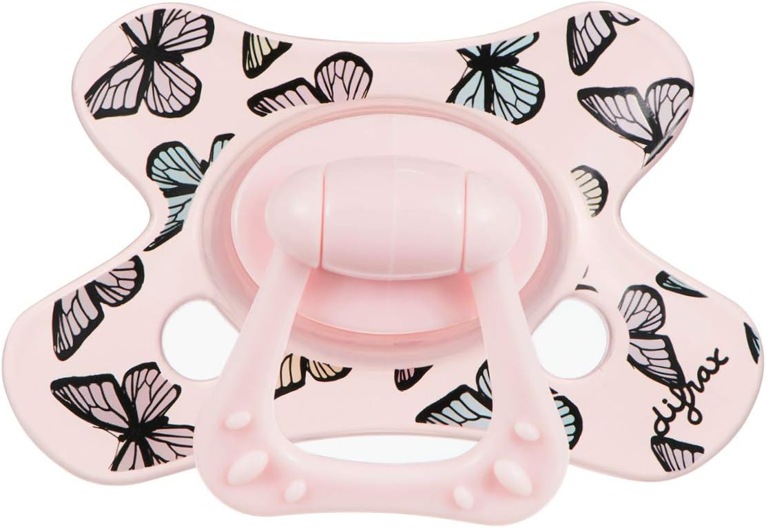 Large Dental Soother with Ring Clear Green Print 6+ months