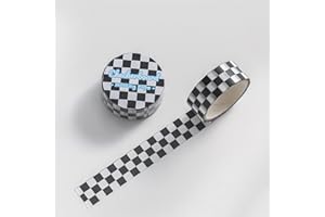 Lot de 2 rubans adhésifs Washi décoratifs noirs et blancs, motif damier, loisirs créatifs, loisirs créatifs