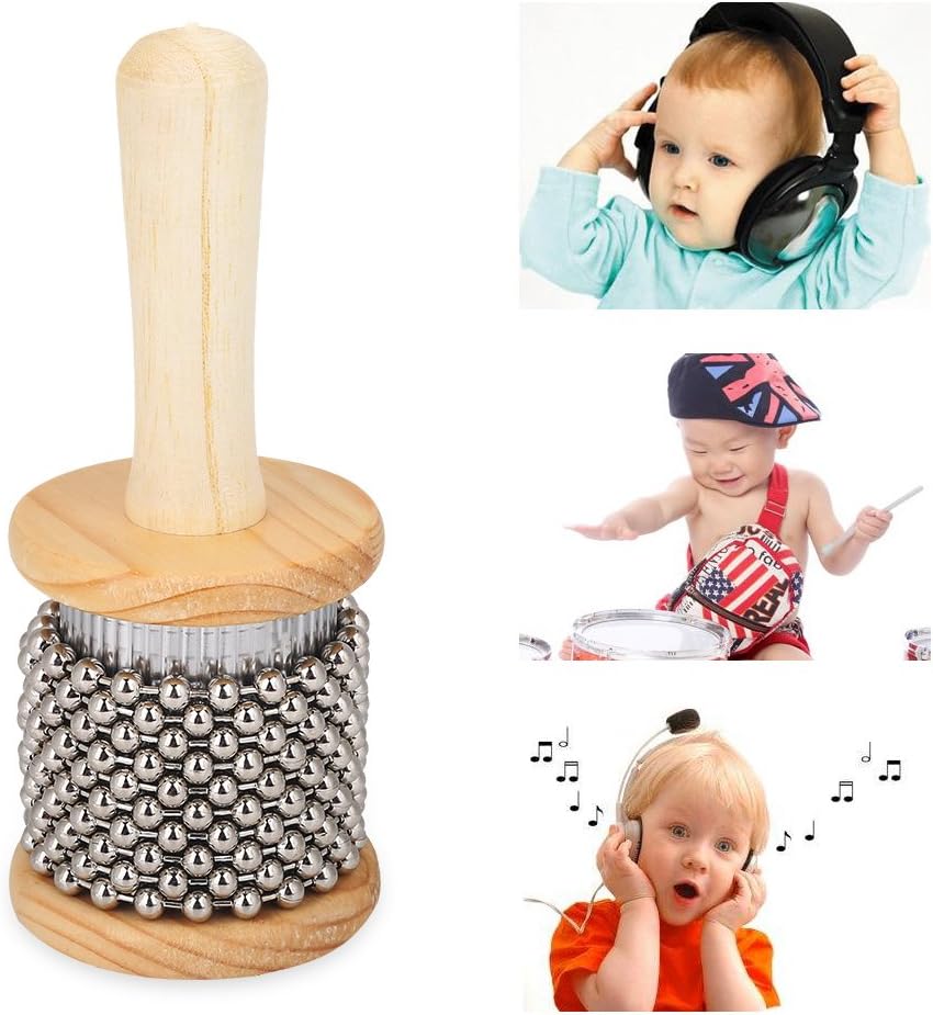 Tbest Cabasa Percusión Instrumento, Cabasa Niños Pequeña de Madera Mini