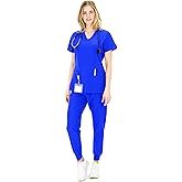 READY SET SCRUBS - Scrubs for Women Set - V-Neck Scrub Top & Jogger Pants Set - 15 Pockets - Yoga Waistband - Soft & Stretchy