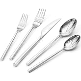 KINGSTONE 20-Piece Silverware Set, 18/10 Stainless Steel | Flatware Cutlery Set with Hexagon Handle, for Hotel, Home, Party, Wedding Gift, Mirror Polish and Dishwasher Safe