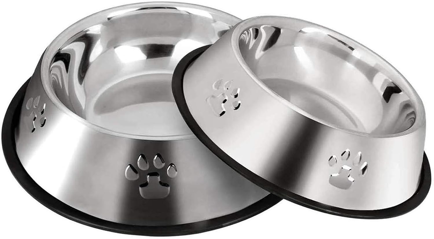 SUOXU Stainless Steel Cat Bowls,Cat Feeding Bowls,Kitten Plate Bowls With Non-slip Rubber Bases