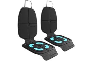 HEYTRIP Car Seat Protector, 2 Packs, Rear-Facing/Forward Facing Car Seat Mat for 0~12 Years Old Children, Waterproof, Easy Cleanup, Non-Slip, Fit Most Car Seats(Black Blue)