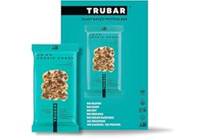 TRUBAR Vegan Protein Bar, Oh Oh Cookie Dough, Gluten Free, Plant Based, High Fiber, Dairy Free, Non GMO, Low Fat, No Sugar Alcohols, 12G Lean Protein, 13G Fiber, Healthy Snack Bars, 12 CT