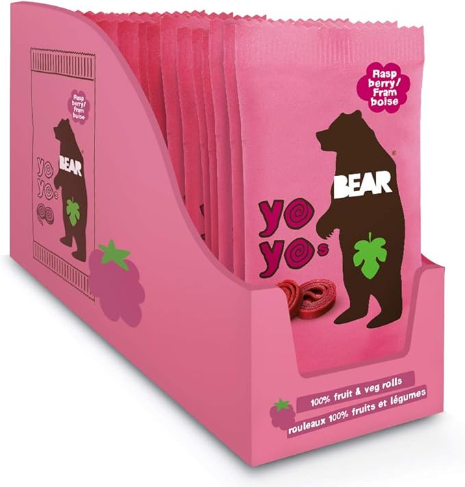 BEAR Fruit Yoyos 12 X 2 Rolls Healthy Fruit Snack, Raspberry, 12
