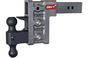 GEN-Y Hitch Tow Hitch for 2.5" Receiver | 6" Drop - 3 Adjustable Positions | 21k LBS Towing Capacity | 3k LBS Tongue Weight | Includes Dual Ball-Mount Attachment, Pintle Lock, 2 Locking Pins, Silver