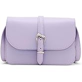 Anne Klein Womens Sculpted Buckle Flap Crossbody, Gentle Lavender