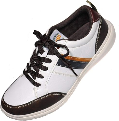 Amazon 豊天商店 スニーカー 25cm 27cm ホワイト メンズ サイドゴア レースアップ 幅広 合皮 スニーカー