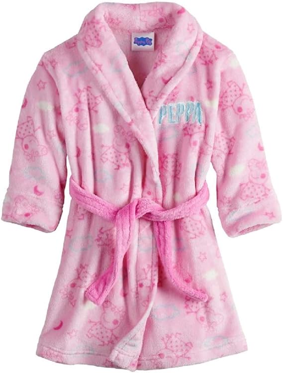 Toddler Girls Bath Robe Pig Pink Soft Plush Little Girls Robe Clothing