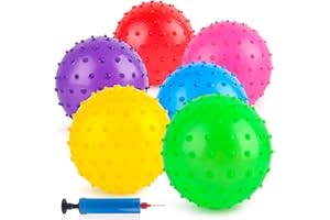 LOVEINUSA 6PCS Bouncy Balls, 7 Inch Sensory Balls for Babies Toddlers, Mini Knobby Ball Spiky Massage Stress Ball with Pump, Party Favors for Kids, Classroom Prize, Goodie Bags Stuffers