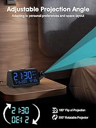 ROCAM Projection Alarm Clock for Bedroom, Digital