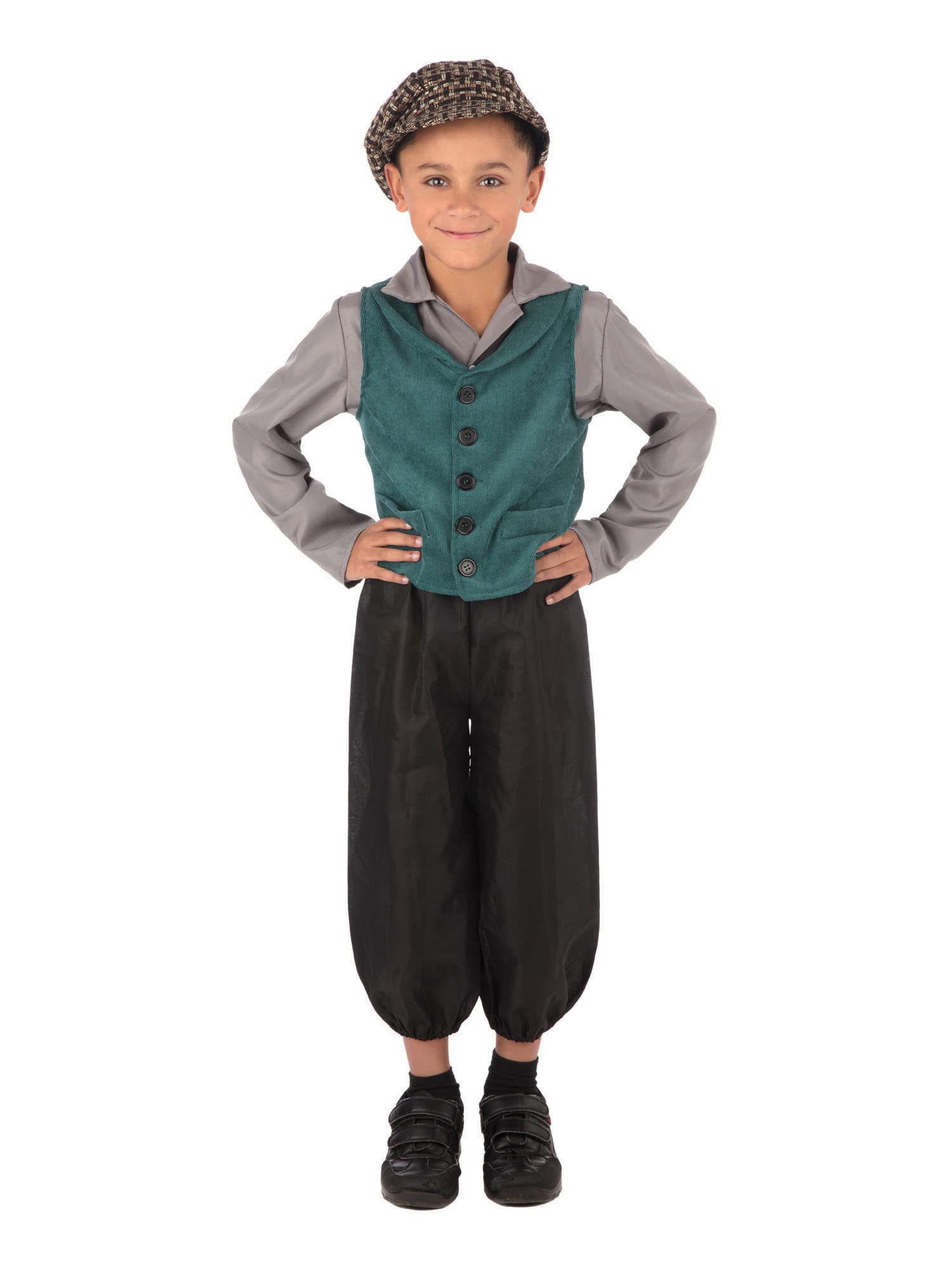 Bristol Novelty CF236L Victorian Street Boy (Large) Costume, Multi-Colour, 7-8 Years Old Halloween