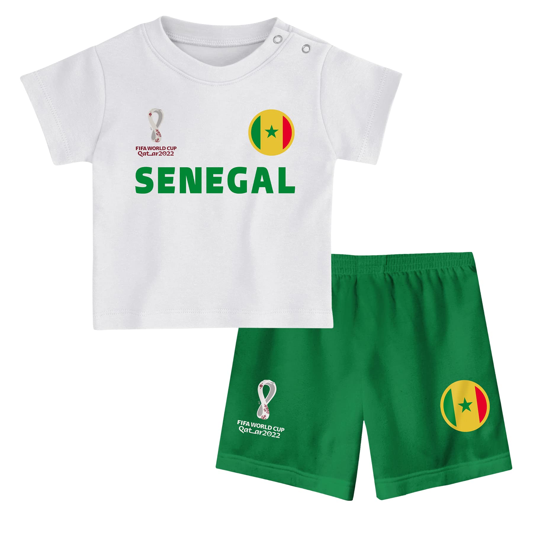 Senegal, Official Fifa 2022 Tee & Short Set Away Country Tee & Shorts Set, Unisex Baby Medium, Age 3