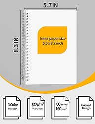 SUNEE Blank Spiral Notebook - 3 Pack A5 Sketch Book