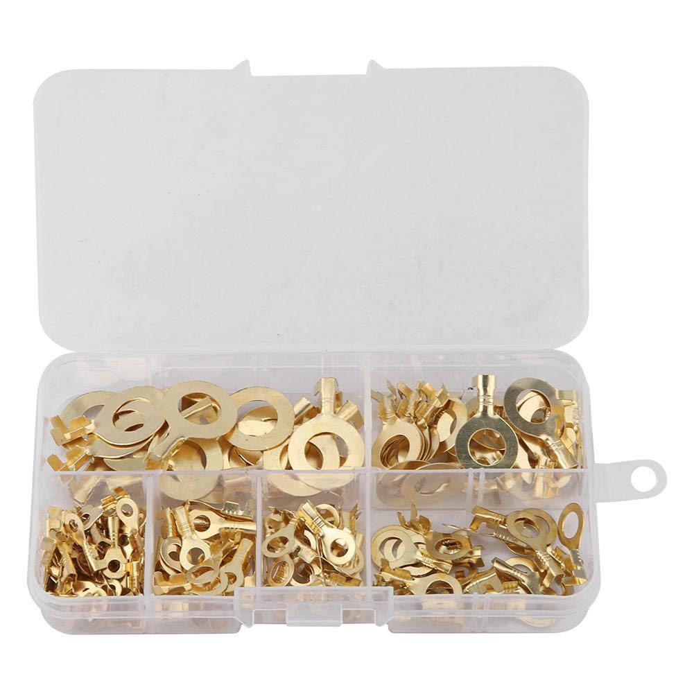 150Pcs Crimp Terminal Brass Wiring Connector 3.2/4.2/5.2/6.2/8.2/10.2mm O-type Round Bare Cold, Connector