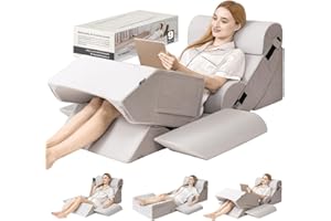 FIFTHQUARTER 9PCS Orthopedic Bed Wedge Pillow Set for After Surgery Recovery, Body Positioners for Back and Leg Pain Relief, Adjustable Memory Foam Comfort for Sitting up in Bed, Ideal for Adult Acid Reflux & GERD