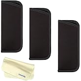 Lucornky Slip in Eyeglasses Cases Holder(3 Pack), Width Protective Glasses Case for Reading Glasses Pouch 6.3"x2.76" for Spectacle Pouch Soft Glasses Sleeve Black Storage Bag (Black 3)