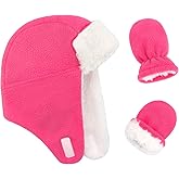 Baby Winter Hat Mittens Toddler Hats for Boys Girls Sherpa Lined Toddler Gloves Infant Baby Hat and Mitten Set