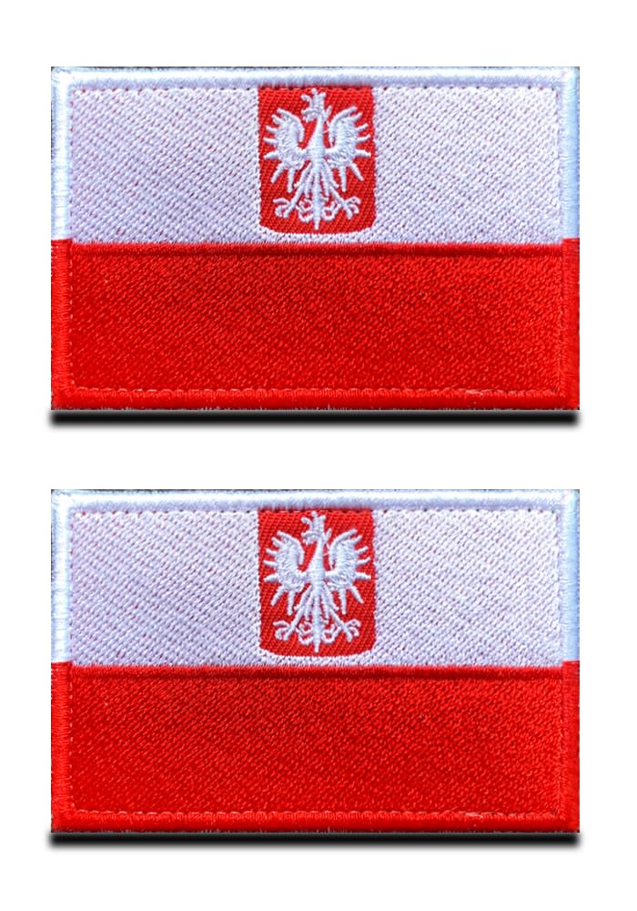 Zcketo 2 PCS Poland Polish Army Eagle Flag Patch Hook and Loop Embroidered National Eagle Emblem Patch for Team Work Clothes Jersey Backpack Caps Travel Biker Tactical Military