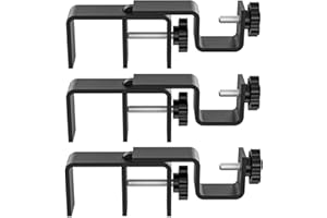 ONNEKA Outside Mounted Blinds Curtain Rod Bracket 1.3-2" Adjustable, Easy Install Tool-Free Anti-Slip, Over The Blinds Curtain Rod Holder for Curtains & Drapes, No Drill Curtain Rod Brackets, 3Pcs Black