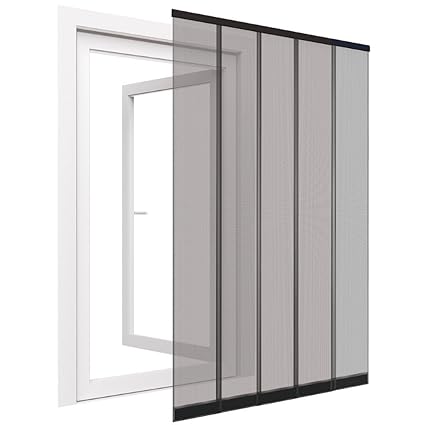 Insektenschutz Tür Vorhang Premium in anthrazit Fliegengitter aus Fiberglas Lamellen mit eingenähten Gewichten und Selbstkleb