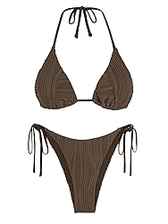 ZAFUL Two Piece Swimwear for Women Ribbed Tie Back