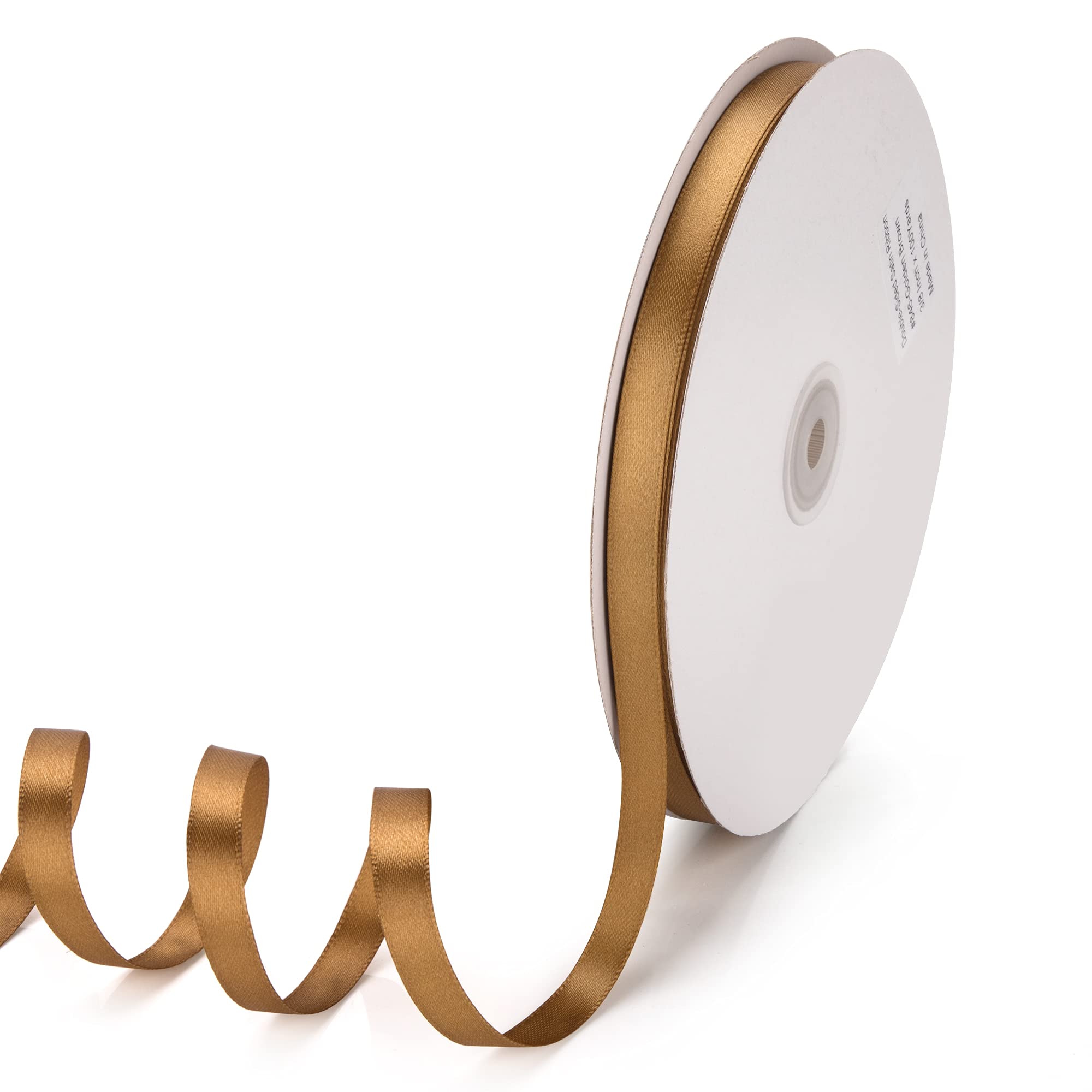 IHKFILAN Satin Ribbon in Golden Brown (10 mm x 91.44 m) Matt Shiny Gift Ribbon for Decorating & Crafts, Weddings, Christenings