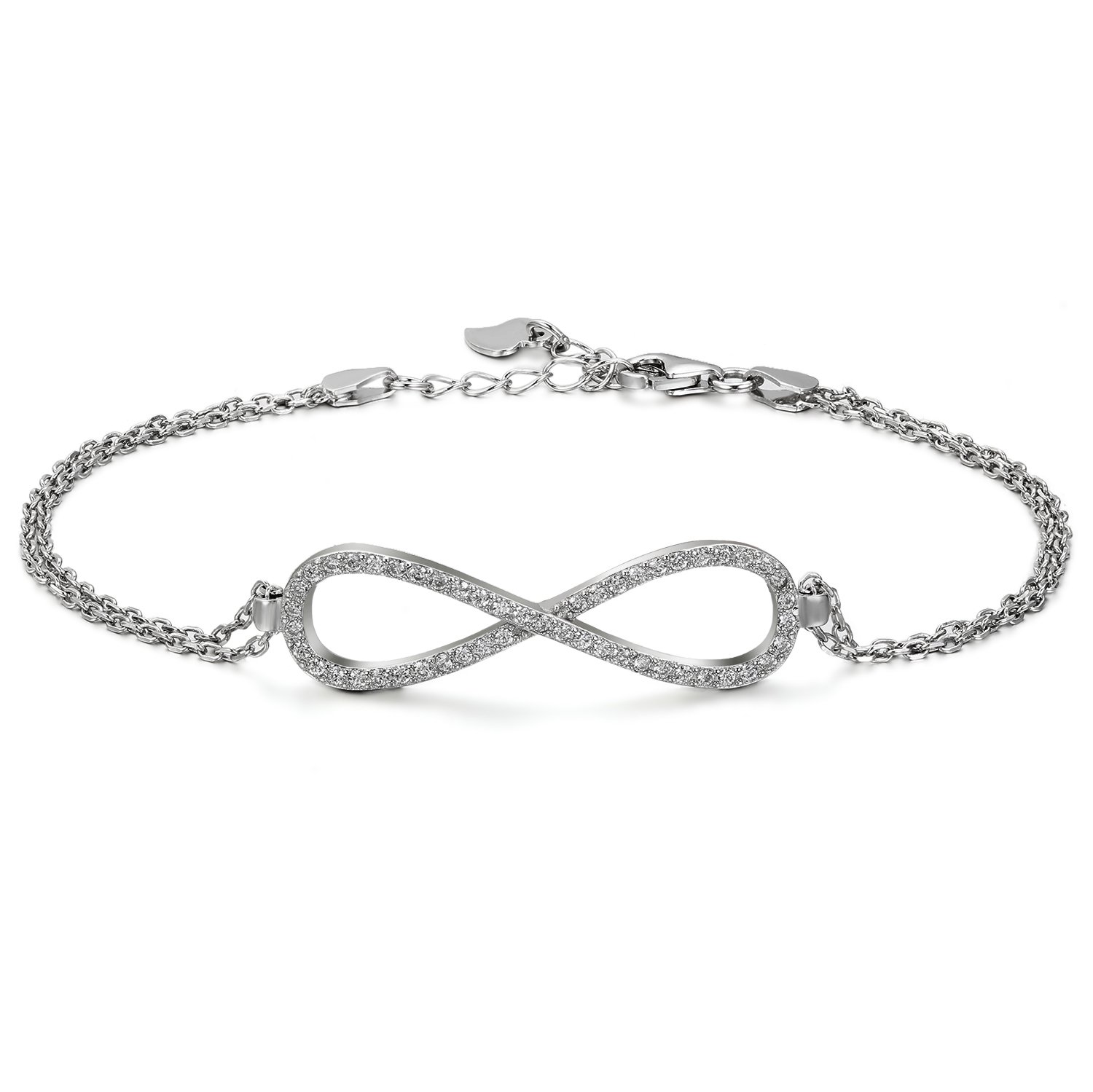 Oidea Sterling Silver Infinity Endless Love Symbol Charm Adjustable Bracelet,for Women Girls Birthday Gifts