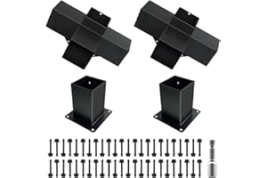 DEVALLEY 4-Way Right Corner Pergola Brackets Kit,Woodwork Brackets with Post Anchors for 4" x 4"(Actual:3.5"x3.5") Wood Beams for Patio Pergolas,Gazebos,Log Cabin W/Hardware (4 Pack)…