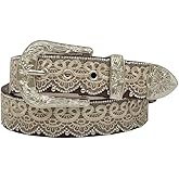 Angel Ranch Western Belt Womens Lace Bead Overlay Croc Brown DA3650