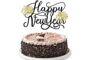 YUINYO Happy New Year Cake Topper，2026 New Years Eve Cake Topper，Hello 2026,Cheers To 2026 Theme New Year Party Decorations，New Year's Holidays Party Decoration Supplies (Black gold -1)