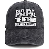 Papa Hats for Dad Birthday Gifts, The Veteran Adjustable Cotton Embroidered Myth Legend Men Baseball Caps