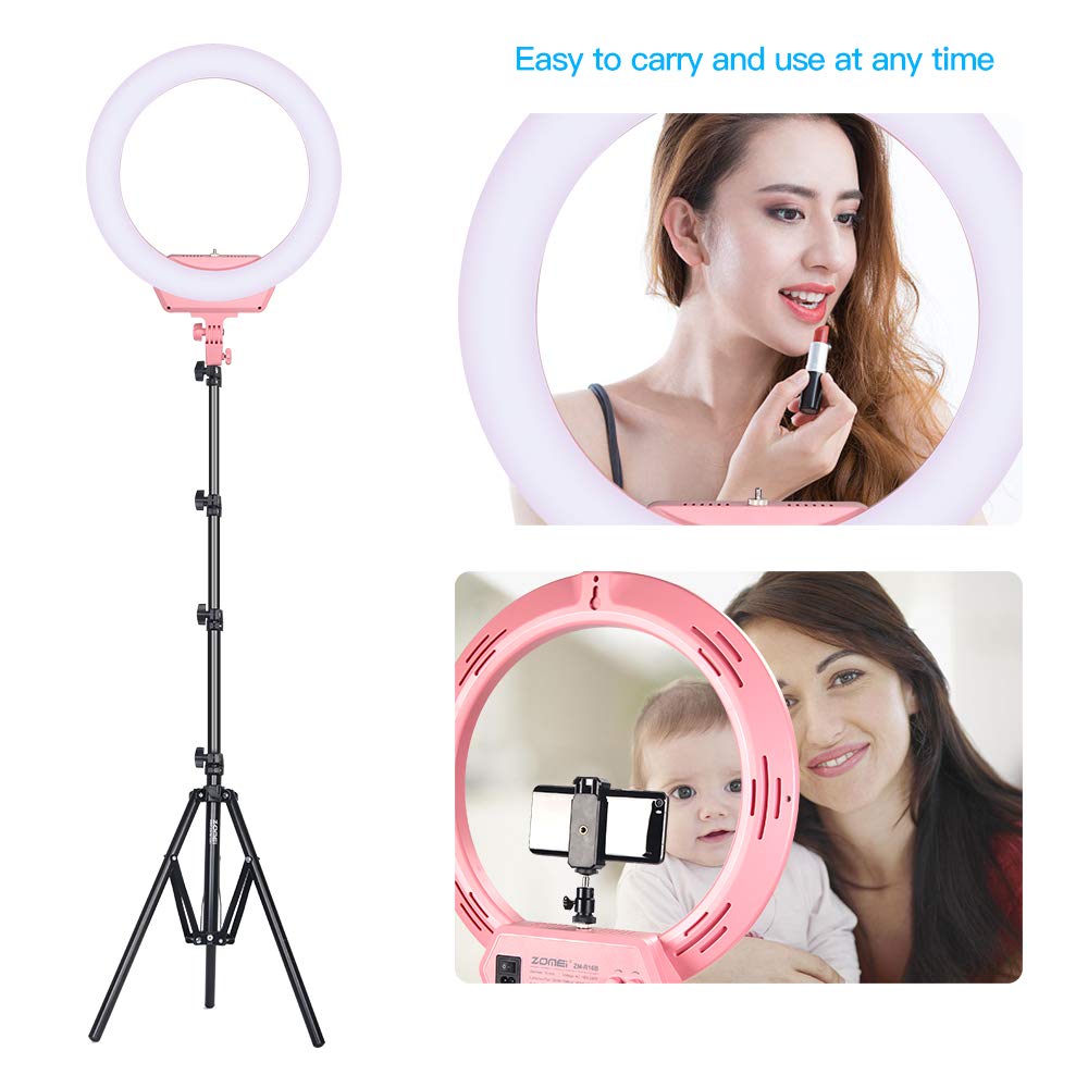 ZOMEI Ring Light Kit,16 inch Ring Light with Stand,LED Dimmable 50W Adjustable 3200-5500K Carrying Bag for Camera Smartphone, You Tube,Self-Portrait Shooting Good for Beauty Facial Make Up Live Stream