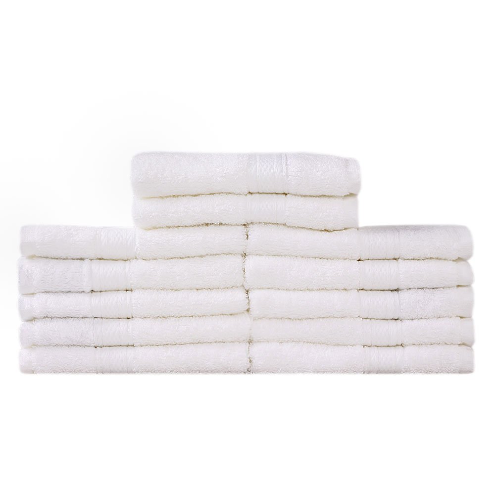 Go West 30 x 30 cm Combed Cotton Face Towel, Pack of 12, White