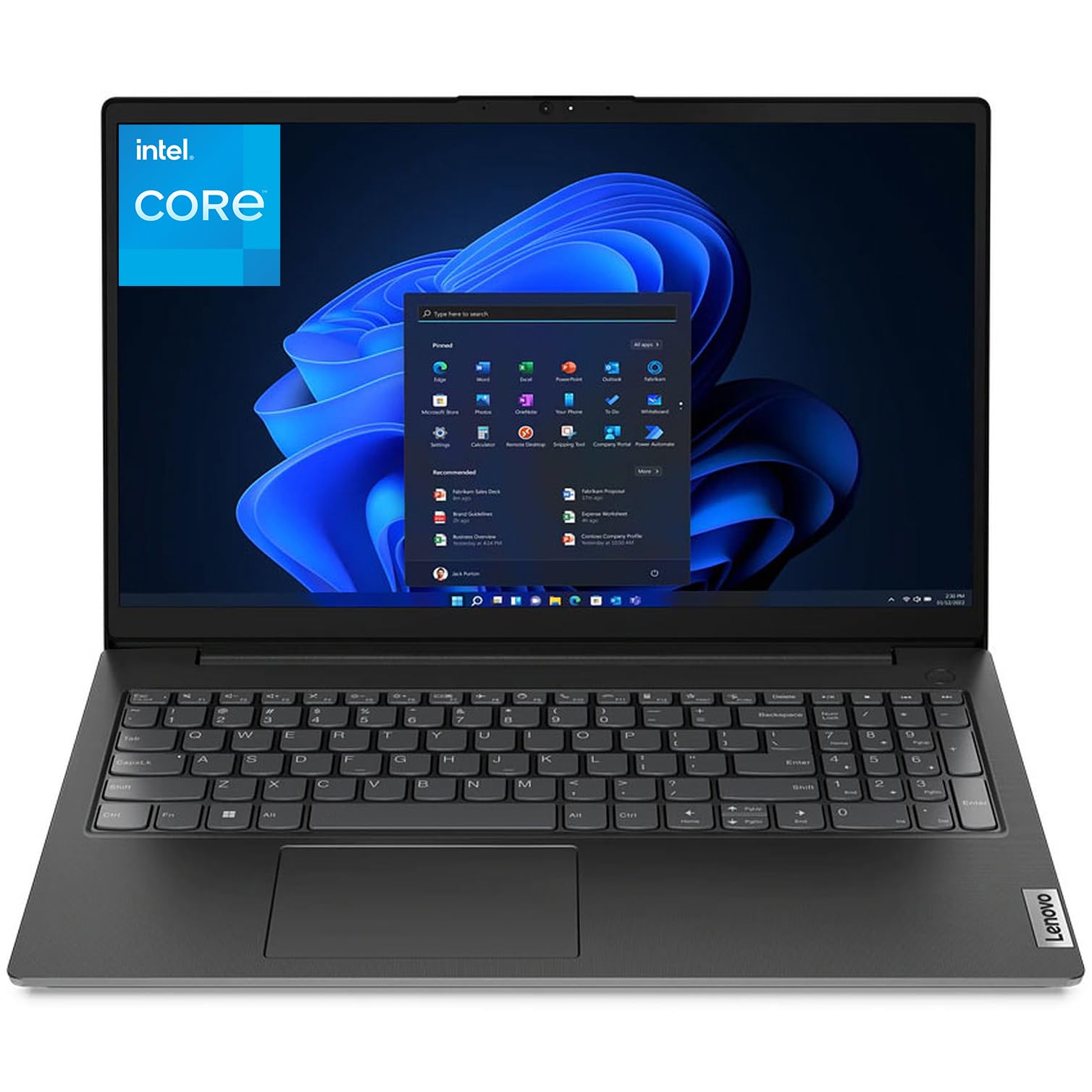 Lenovo V15 15.6" FHD Laptop Computer, Premium Intel Core Processor, 16GB DDR4 RAM, 512GB PCIe SSD, WiFi 6, Bluetooth 5.2, RJ-45, HDMI, Type-C, Black, Windows 11 Home for Business and Student Study Image