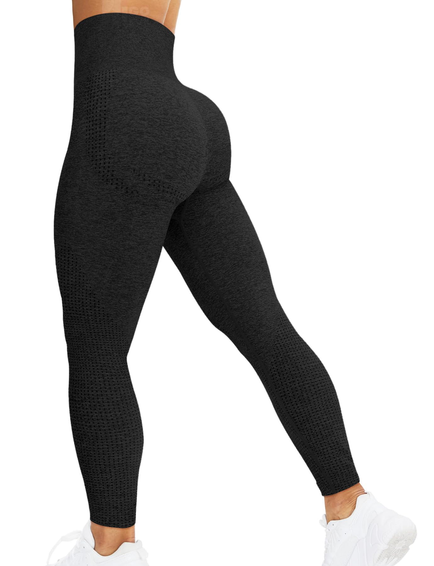 Photo 1 of HIGORUN Women Seamless Leggings Smile Contour High Waist Workout Gym Yoga Pants Carbon Black XL