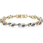 EVER FAITH Gorgeous Marquise Cubic Zirconia Elegant Birthstone Wave Wedding Party Jewelry Bridal Prom Tennis Bracelet for Women Bride