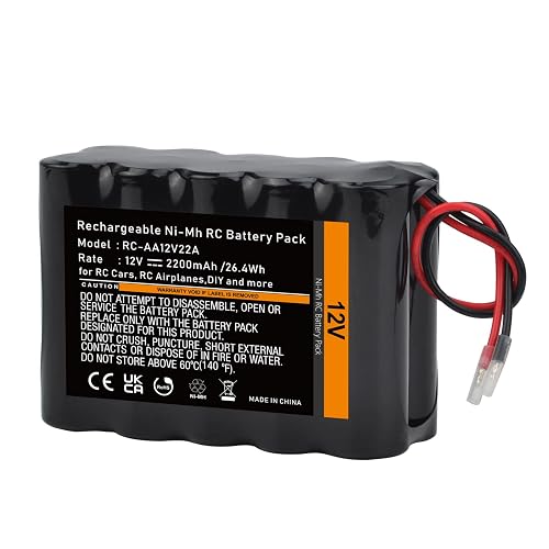 Tectra 12V RC Battery with Bare Leads, 2200mAh High Capacity Ni-MH 10 ...