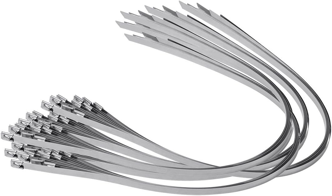 10" Supreme 316 Stainless Steel Cable Zip Ties, 300 lb, (100 Piece)