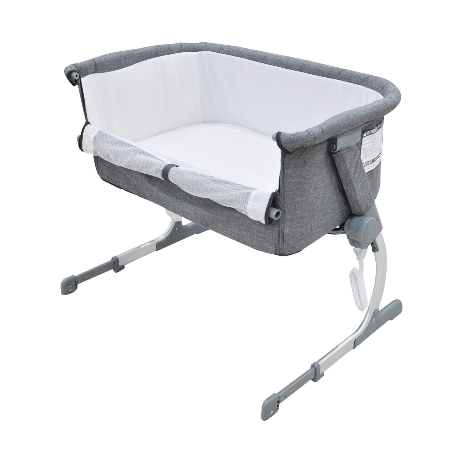 grey bedside crib