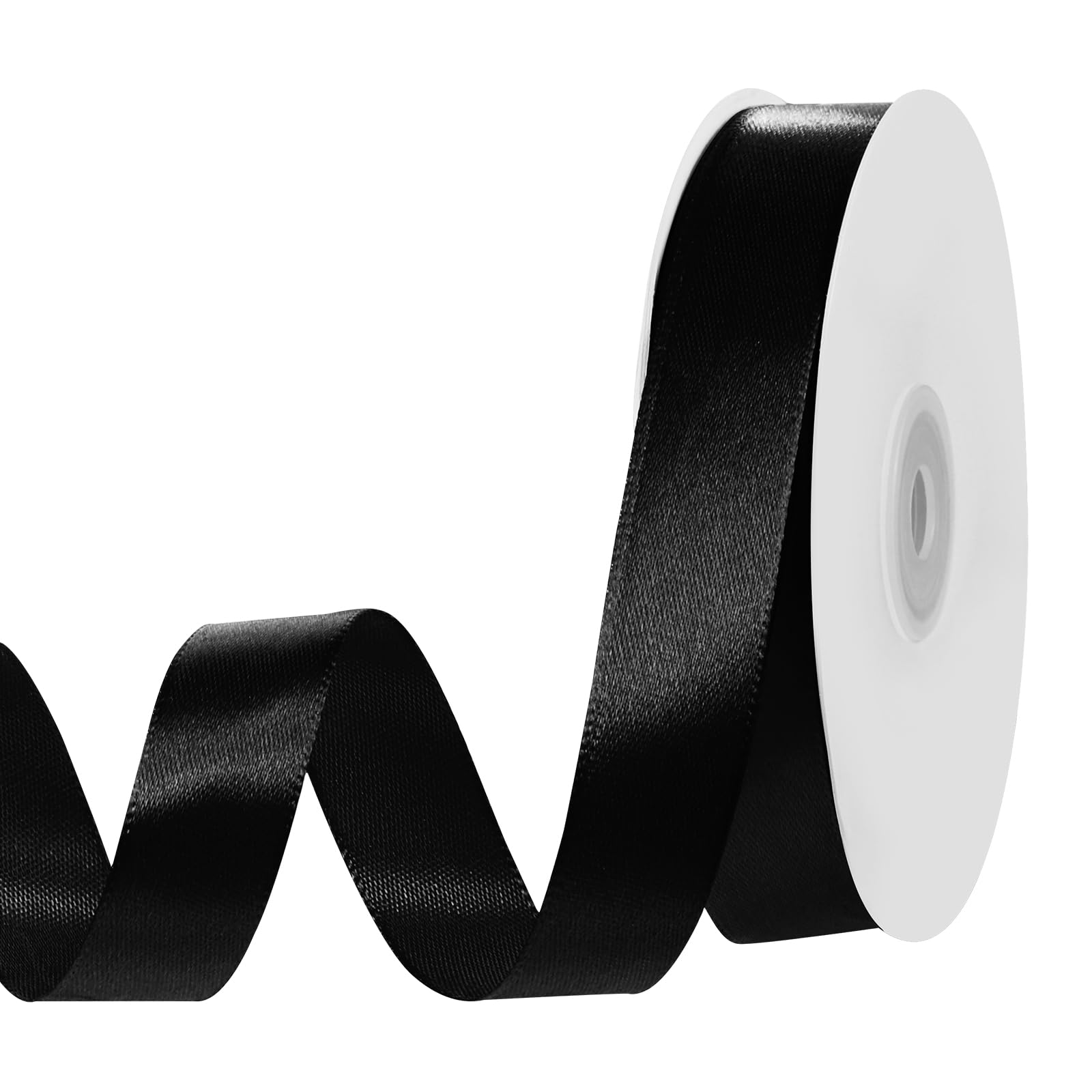 woric 50 Meter Black Satin Ribbon, 20mm Satin Ribbons Gift Black Ribbon for Gift Wrapping Gothic Decoration Funeral Bows Crafting Easter Wedding Party