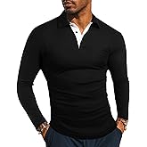 KUYIGO Men's Short&Long Sleeve Polo Shirts Cotton Slim Fit Solid Casual Summer Button Collared Golf Shirt